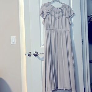 Polagram  Ruffled short sleeve Maxi Dress Powder Gray Size L